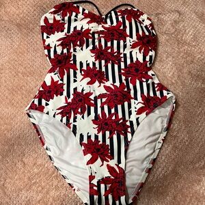 TOMMY HILFIGER Floral Red and White one piece Swimwear